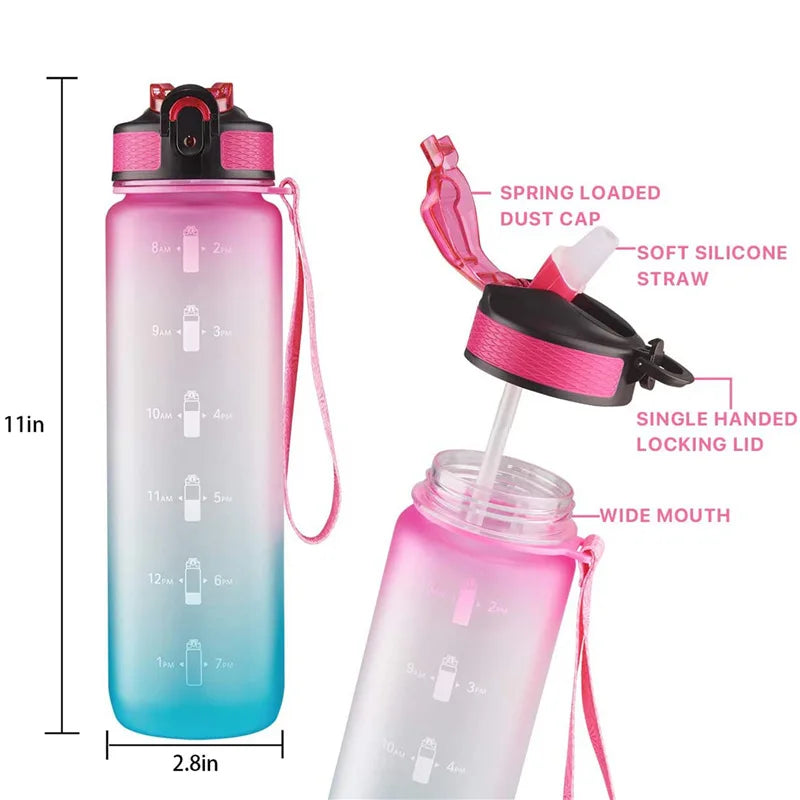 Water bottle 750ml with Motivational Time Marker